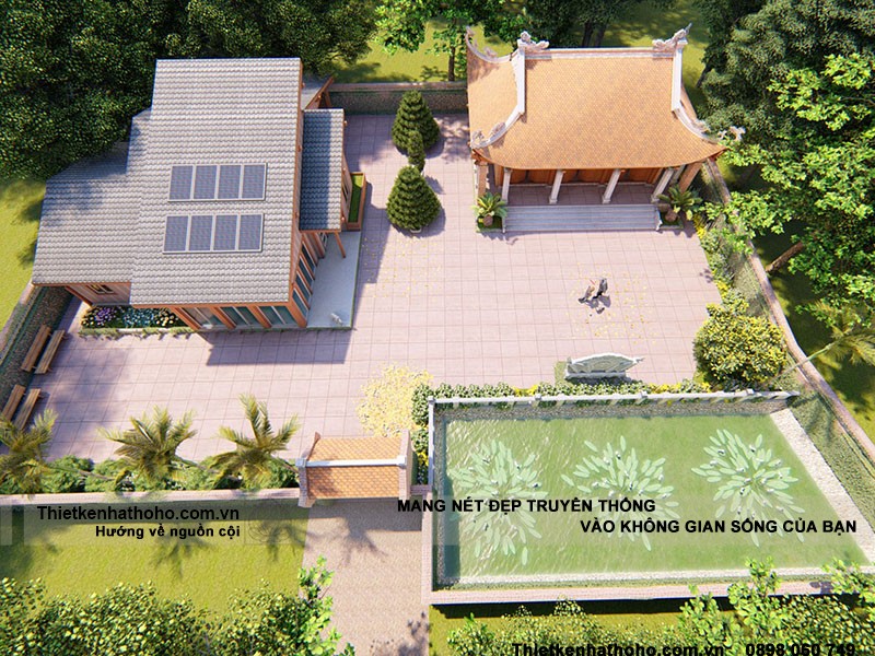 Thiết kế và thi công nhà thờ họ 4 mái tại Thanh Oai