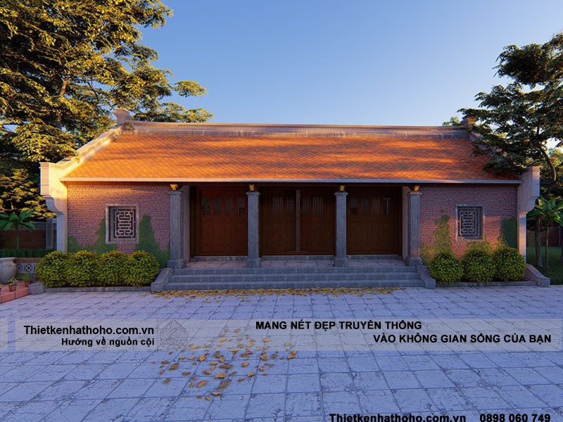 Thiết kế nhà thờ họ 5 gian bằng gỗ đẹp mê hồn tại Khoái Châu-Hưng Yên