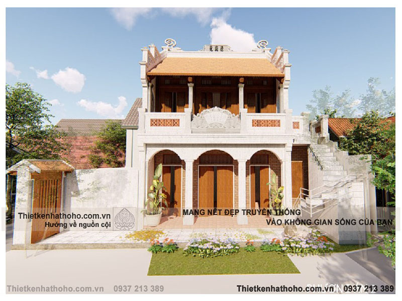 Hình 1-Ảnh thiết kế công trình nhà thờ 2 tầng 2 mái tại Hoa Lư Ninh Bình