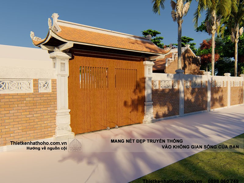 Hình ảnh cổng nhà thờ họ đơn giản 3 gian 2 mái đậm chất truyền thống Việt tại Nam Định