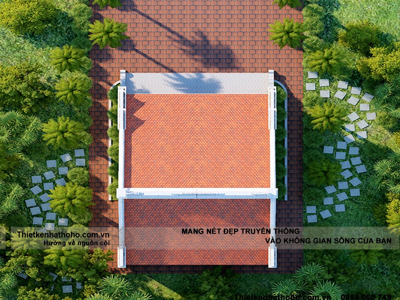 Tổng mặt bằng nhà thờ họ đơn giản 3 gian 2 mái vô cùng đẹp tại Nam Định