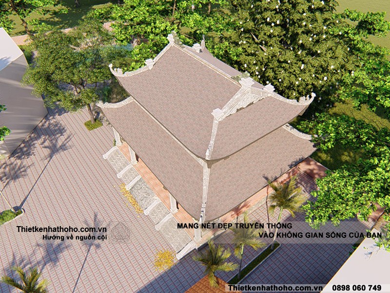 Thiết kế nhà thờ họ 8 mái 3 gian đẹp tại Thanh Hóa