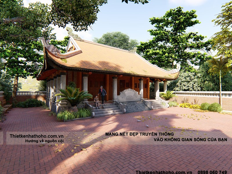 Thiết kế nhà thờ tổ 4 mái đẹp trang nhã hợp phong thủy tại Quảng Bình