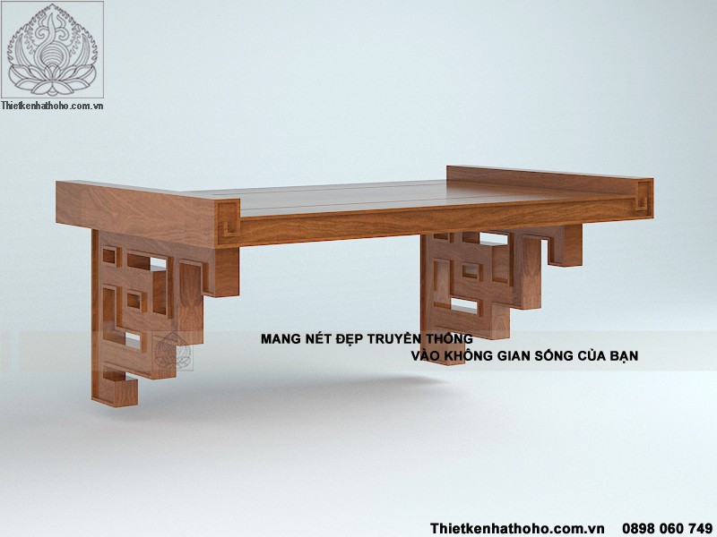 Mẫu thiết kế bàn thờ treo tường hiện đại bằng gỗ hương BTT-05