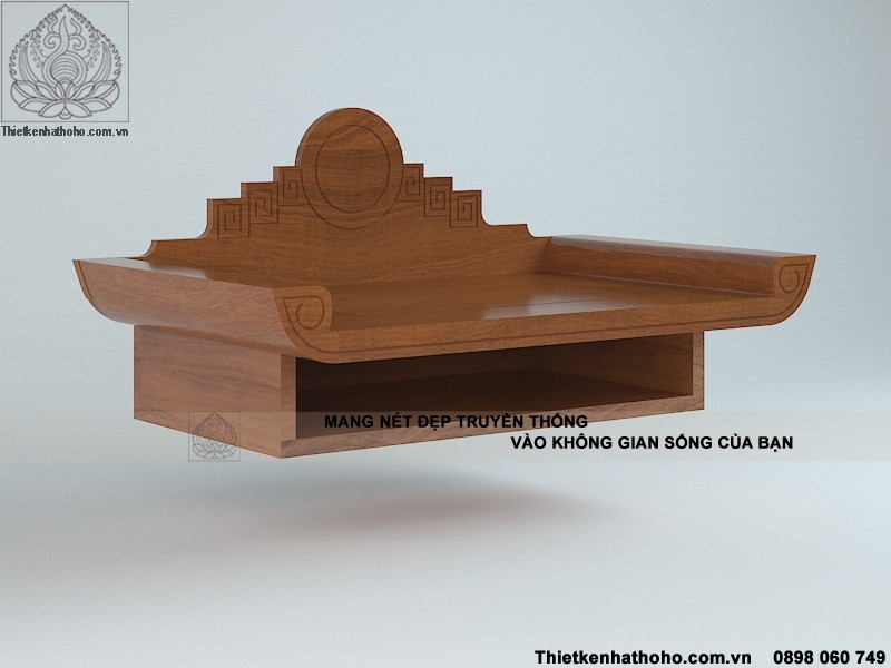 Mẫu bàn thờ treo tường hiện đại BTT-06 gỗ gõ