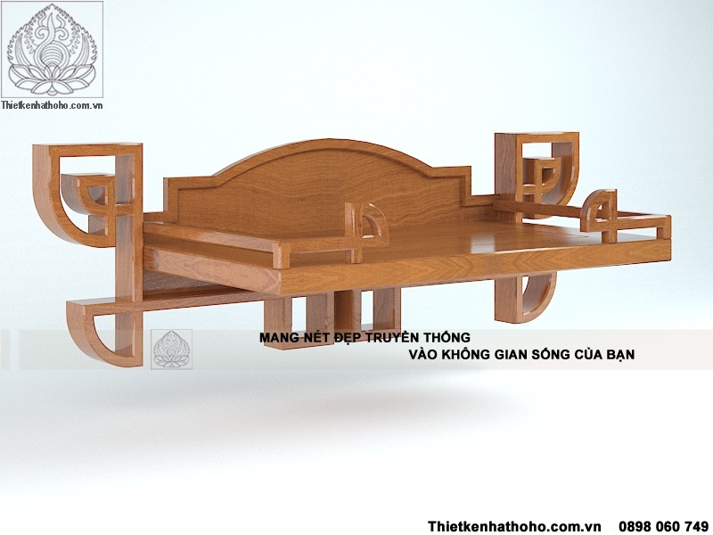 Mẫu bàn thờ treo tường hiện đại BTT-09 gỗ gõ