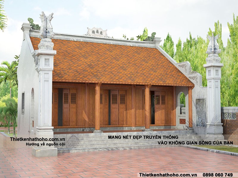 Hình ảnh nhà thờ họ 3 gian 2 mái tại Quảng Ninh sau khi thi công xong