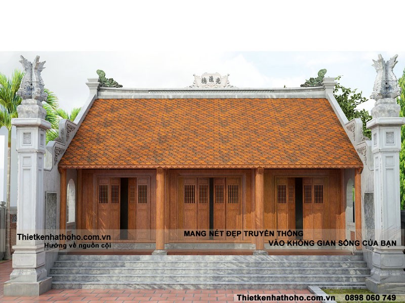 Thiết kế thi công nhà thờ họ 3 gian 2 mái đẹp mê hồn tại Quảng Ninh