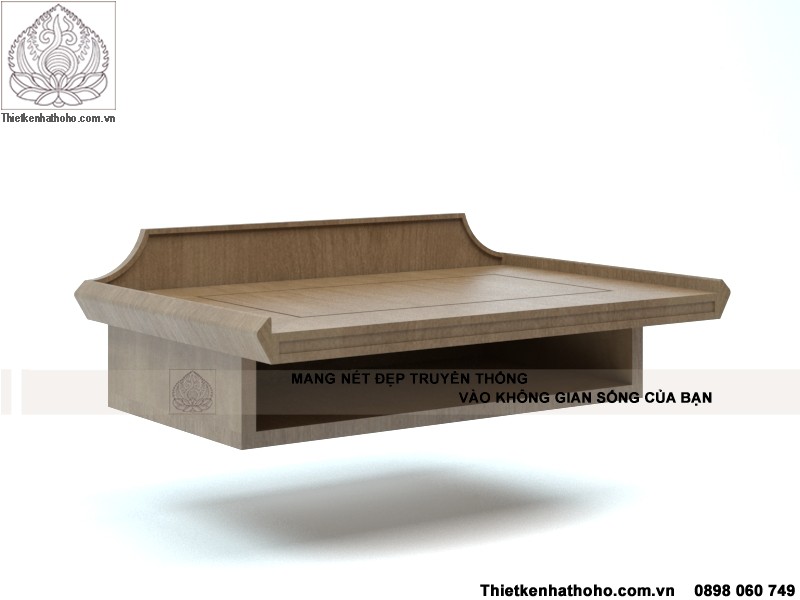 Mẫu bàn thờ treo tường hiện đại bằng gỗ gụ có ngăn BTT-11 