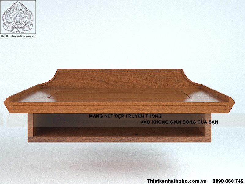 Mẫu bàn thờ treo tường hiện đại bằng gỗ gụ có ngăn BTT-11