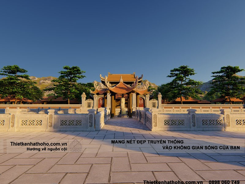 Đằng sau cổng cổng vào chùa là lầu Phật bà Quan Âm của chùa Minh Linh tại Hải Phòng.