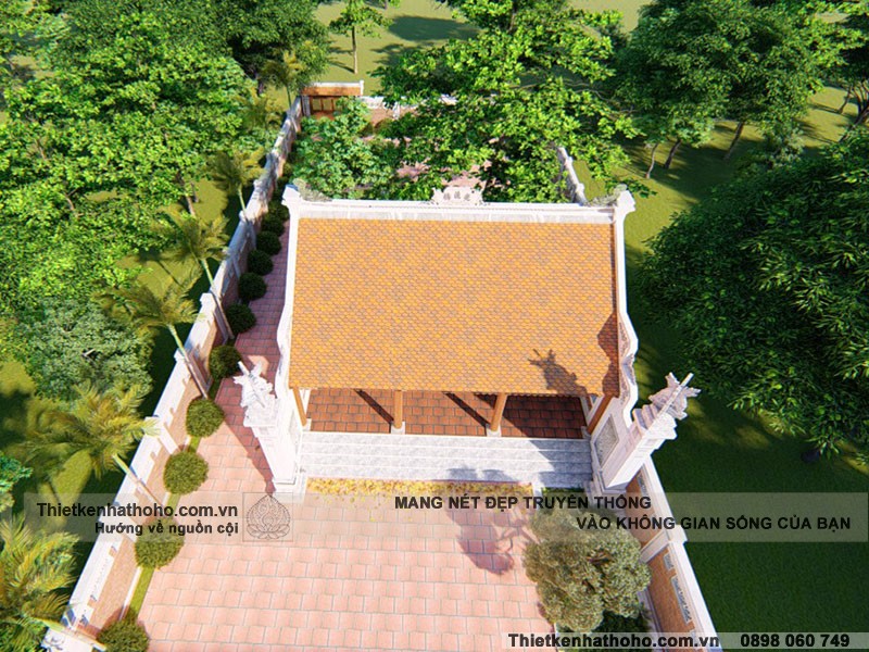 Góc nhìn từ trên nhìn xuống mẫu nhà thờ tổ 3 gian 2 mái tại Hải PHòng