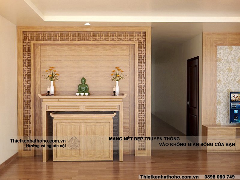 Mẫu bàn thờ đứng hiện đại đẹp trang nhã dành cho không gian chung cư