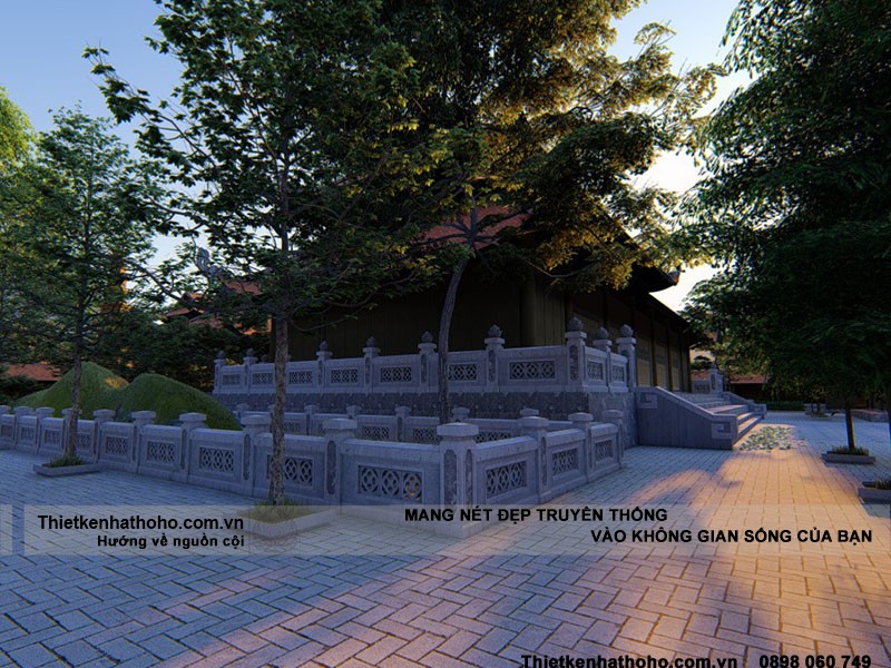 cảnh hòn non bộ của một góc sân trong chùa Minh Linh