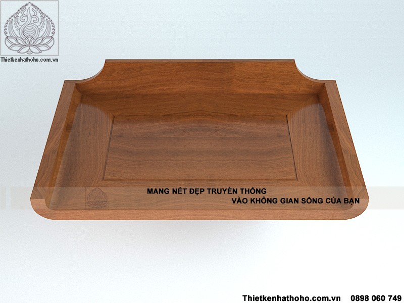 Mặt chính diện mẫu thiết kế bàn thờ treo tường BTT-07 bằng gỗ Hương