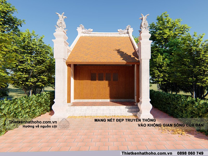 Mẫu nhà thờ họ 3 gian 2 mái đẹp diện tích nhỏ tại Hòa Lạc