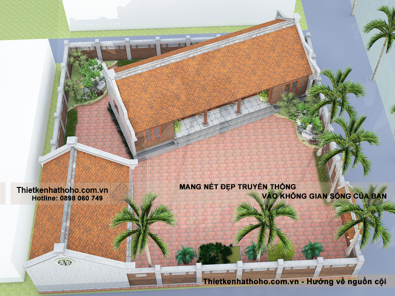 Phối cảnh tổng thể công trình nhà thờ họ 5 gian